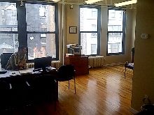 Bright Commercial Loft with Open Ceilings and Wood Floors for Lease at 255 West 36th Street, NYC.