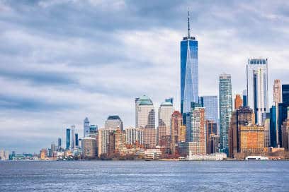 New York City skyline view from Hudson River, home to Uber's new HQ