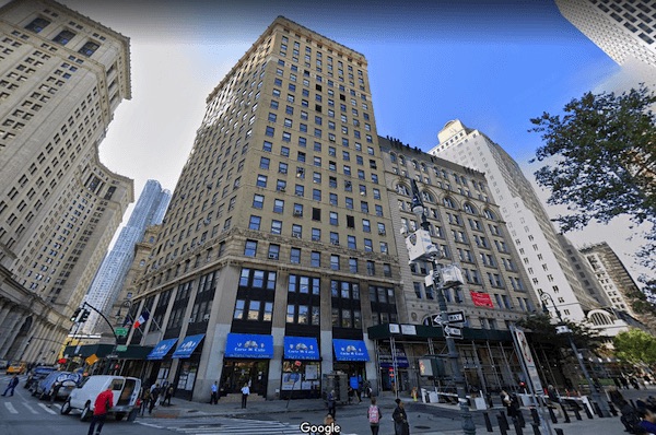 An office building at 52 Duane Street, in close proximity to City Hall in Lower Manhattan, NYC.